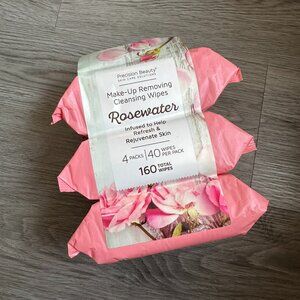 NEW 3 Packs of 40 Rosewater Make-up Cleansing Wipes - Precision Beauty